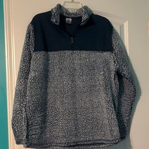 Athletic Works Women's Navy Sherpa Half Zip-Up Sweater